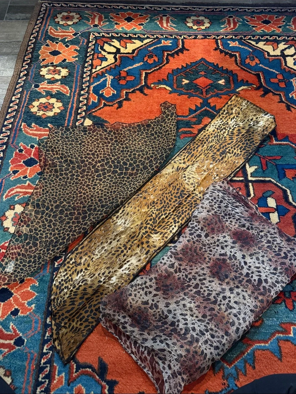 Leopard Print Scarf Trio - Brown, Gold, Taupe